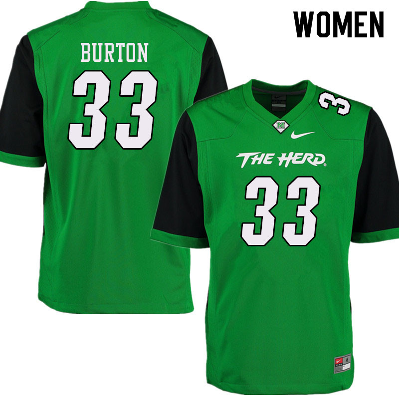 Women #33 Sam Burton Marshall Thundering Herd College Football Jerseys Sale-Green - Click Image to Close